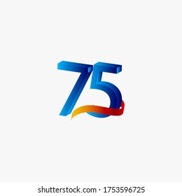 75 Years Anniversary Celebration Number Blue Vector Template Design Illustration