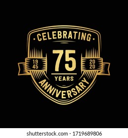 75 years anniversary celebration shield design template. 75th anniversary logo. Vector and illustration.