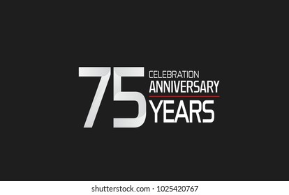 75 years anniversary celebration simple design white color with red line isolated on black background 