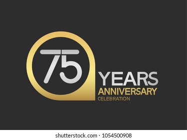 75 years anniversary celebration simple design with golden circle and silver color combination 