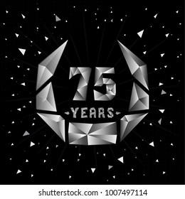 75 years anniversary design template. Low poly design.