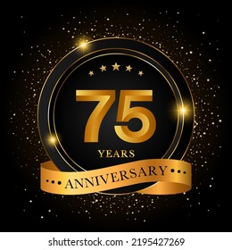 75 Years Anniversary Golden Anniversary Celebration Stock Vector ...