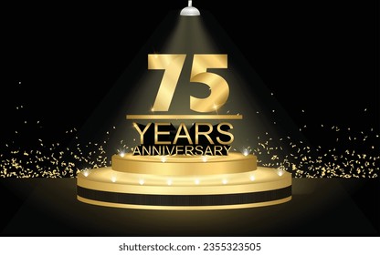 75 years anniversary Golden Jubilee Award Graphics Background. Entertainment Spot Light Hollywood Template Luxury Premium Corporate Abstract Design Template Banner Certificate.