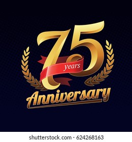 75 Years Anniversary Golden Logo Celebration Stock Vector (Royalty Free ...