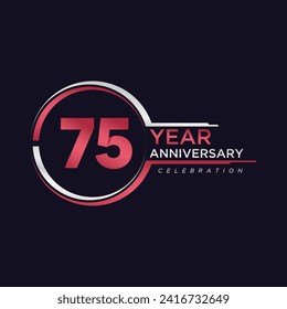 75 years anniversary golden pink color with circle ring isolated on black background for anniversary celebration event