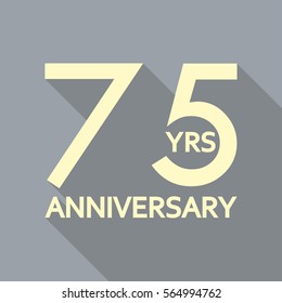 75 years anniversary icon. Anniversary decoration template. Celebrating and birthday emblem. Vector illustration.
