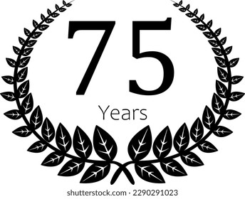 75 Years Anniversary Laurel, modern style, black and white