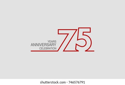 75 years anniversary linked logotype with red color isolated on white background for company celebration event