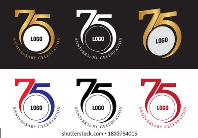 75 Years Anniversary Logo Black, Gold, White , Meroon, Red & Blue Mix &  3D