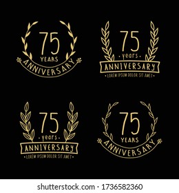 75 years anniversary logo collection. 75th years anniversary celebration hand drawn logotype. Vector and illustration.