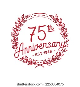 75 years anniversary logo collection. 75th years anniversary celebration hand drawn logotype. Vector and illustration.