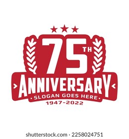 75 Jahre Jubiläum Logo-Design-Vorlage. 75. Jubiläum Feierlichkeiten Logo. Vektorgrafik und Illustration.