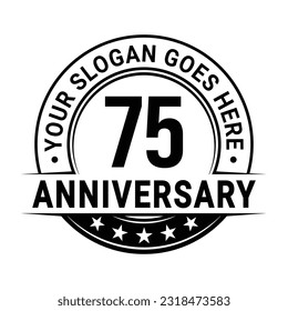 75 years anniversary logo design template. 75th anniversary celebrating logotype. Vector and illustration.