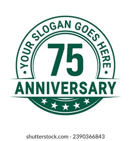 75 years anniversary logo design template. 75th anniversary celebrating logotype. Vector and illustration.