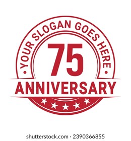 75 years anniversary logo design template. 75th anniversary celebrating logotype. Vector and illustration.