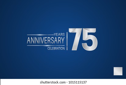 75 years anniversary logo with elegance silver color isolated on blue background for celebration event