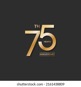 75 years anniversary logo with golden color for booklet, leaflet, magazine, brochure poster, banner, web, invitation or greeting card. Vector illustrations.