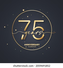 75 Years Anniversary Logo Template. 75th Birthday, Wedding Anniversary Icon. Trendy Symbol Image. Vector EPS 10. Isolated On Background.