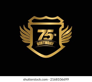 75 Jahre Jubiläum Logo-Typ und goldene Farbe für Feierlichkeiten
