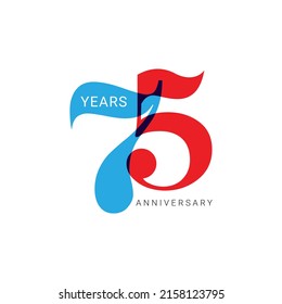 75 Years Anniversary Logo, Vector Template Design element for birthday, invitation, wedding, jubilee and greeting card illustration.