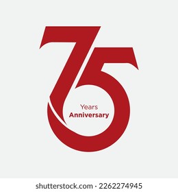 75 Years Anniversary Logo, Vector Template Design. Greeting card vector illustration.