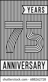 75 years anniversary logo. Vector and illustration. Line art anniversary design template.