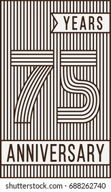 75 years anniversary logo. Vector and illustration. Line art anniversary design template.