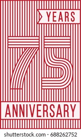 75 years anniversary logo. Vector and illustration. Line art anniversary design template.