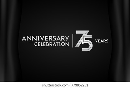 75 Years Anniversary Logotype with   Silver Multi Linear Number Isolated on Dark Background