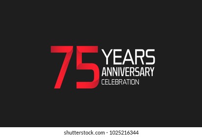 75 years anniversary logotype simple design with red and white color isolated on black background
