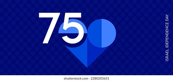 75 years anniversary national day of Israel, Love emblem. Concept for 75th years Yom Haatsmaut, Jewish text - Israel Independence Day. Vector illustration