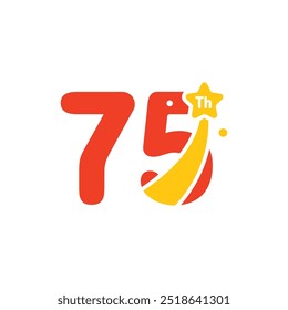Ilustración de Plantilla de Vector de diseño divertido de número de aniversario de 75 años