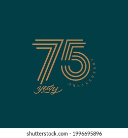 75 Years Anniversary Pictogram Vector Icon, 75th Year Birthday Logo Label.