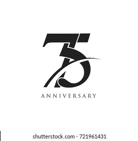 75 years anniversary pictogram vector icon, simple years birthday logo label, black and white stamp isolated