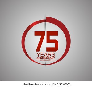 75 years anniversary red logotype style with slash circle for company celebration event
