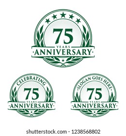 75 years anniversary set. 75th celebration logo collection. Vector and 