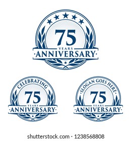 75 years anniversary set. 75th celebration logo collection. Vector and 