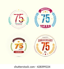 75 Years Anniversary Set with Low Poly Design and Laurel Ornaments