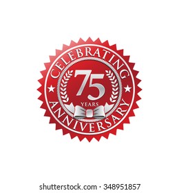 75 years anniversary silver red badge logo