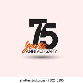 75 years anniversary simple design with negative style and yellow color isolated in white background