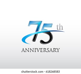 75 Years Anniversary Template Logo With Swoosh