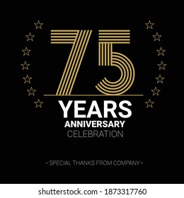 75 years anniversary vector icon, logo. Graphic design element with number and text composition for 75th anniversary.