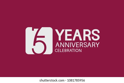 75 years anniversary with white square isolated on purple background for celebration