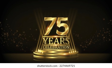 75 years Celebration Golden Jubilee Award Graphics Background. Entertainment Spot Light Hollywood Template  Luxury Premium Corporate Abstract Design Template Banner Certificate. 