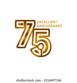 75 Years Excellent Anniversary Vector Template Design illustration