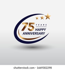 75 years golden happy anniversary logo celebration vector graphic