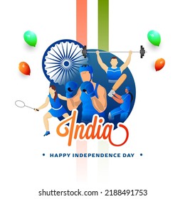 75 Years of Indian Independence Day Celebration Concept with the Sports Persons of Different Games for their Contributions towards Nation. 