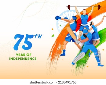 75 años de la celebración del Día de la Independencia de la India con los deportistas de diferentes juegos por sus contribuciones a la nación. 