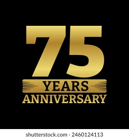 75 years logo or icon. 75th anniversary golden badge. Birthday celebrating, jubilee emblem design with number twenty. Vector illustration.