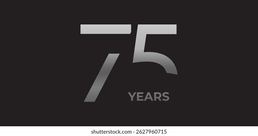 75 years milestone branding, anniversary logo in gradient metallic, evokes legacy, strength, excellence. Modern event design, brand legacy celebrations, institutional heritage. Vector illustration.